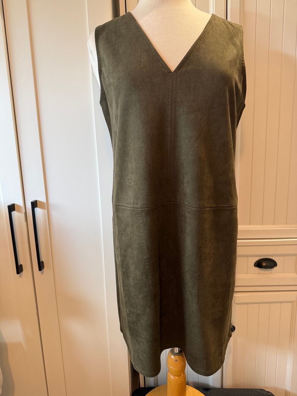 Max Studio London sleeveless faux suede dress Loden XL NWT